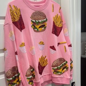 QUEEN OF SPARKLES Pink Sequin Sweatshirt